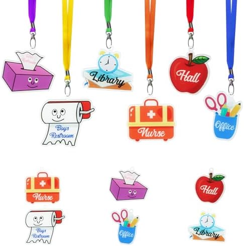 Weekgrat 6 Set Acrylic Hall Pass Lanyards - Unbreakable Cute School Passes For Classroom - View #3