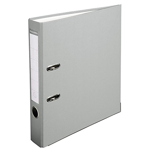 Exacompta 915416B Kunststoff-Ordner 5 cm schmal DIN A4 Kunststoffbezug auĂźen Papierbezug innen RĂĽckenschild austauschbar Ringordner Aktenordner Briefordner BĂĽroordner Plastikordner grau