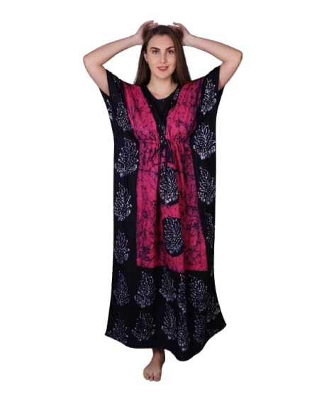 onekbhalo Women Batik Kaftan Cotton Kaftan Night Suit Night Dress Long Caftan Nighty Maxi-picture-39