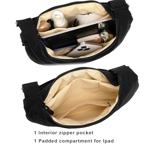 Crescent Crossbody Bags for Women Nylon Slouchy Sling Hobo Bag,Spacious Dumpling Shoulder Handbag Cross Body Purses3