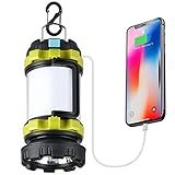 1 Pack Camping Lantern, Outdoor LED Camping Light, Rechargeable Flashlights with 1000LM, 6 Modes, 4000mAh Power Bank, IPX5 Waterproof Portable Emergency Camp Light for Hurricane Hiking - Green