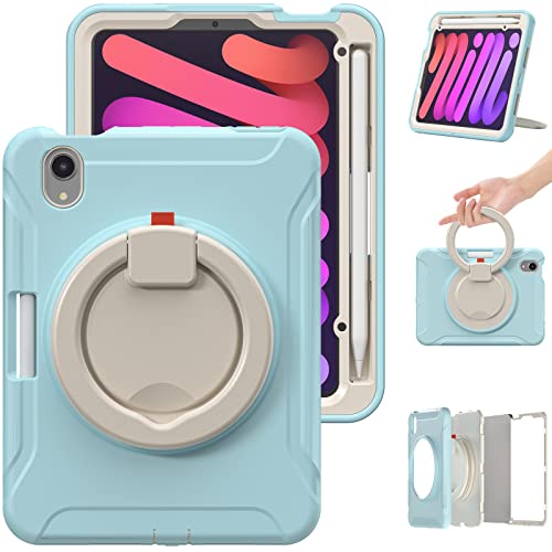 Coque iPad Mini 7 et 6 antichoc bleu cristal béquille pivotante 8.3