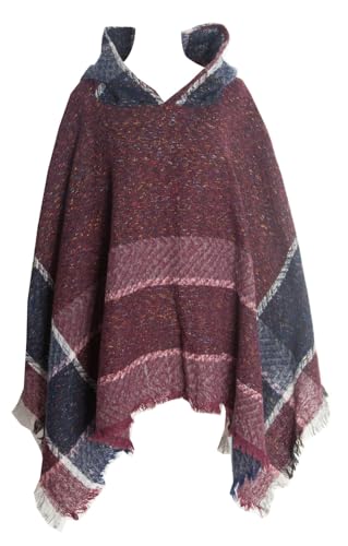 Pocadri Women Trendy Turtleneck Shawl Wraps Poncho Sweater Knit Cape Hooded Tassel Stoles Scarf for Spring Fall Winter