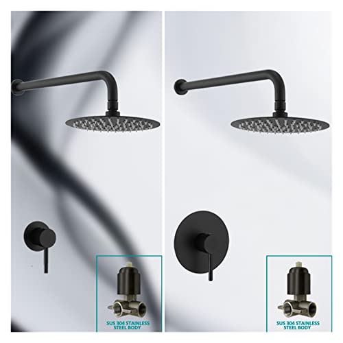Ensemble de douche en acier inoxydable doré avec douche carrée 10 pouces et bras mural - 2