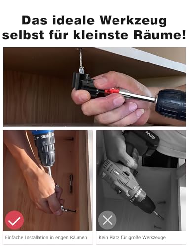 Mellbree 105° Winkelschrauber, Winkelaufsatz für Akkuschrauber mit 1/4-Zoll Schnellwechsel und Magnetischen Bithalter Multifunktions Winkel Bithalter, kompatibel mit Bosch und Makita Akkuschrauber