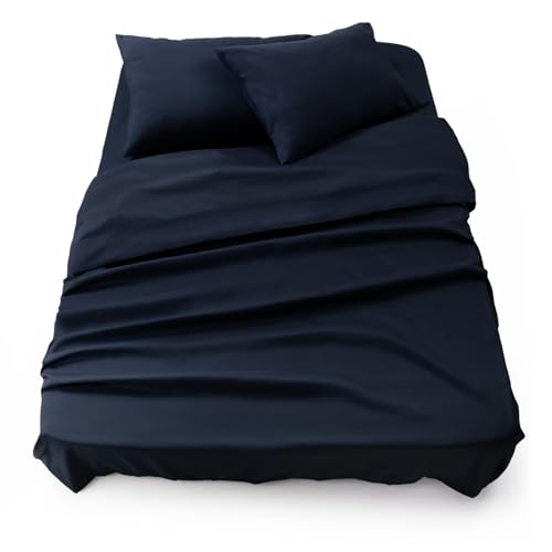 Blumtal Completo lenzuola matrimoniali 3pz - completo letto matrimoniale certificato OEKO-TEX - lenzuolo con angoli 160x200x30cm + lenzuolo 240x275cm + federa cuscino 50x80cm in microfibra - blu mare