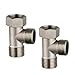 Produktbild 2 Stück 3 Wege Ventil, Eckventil 3/8 1/2 Zoll Adapter T Stück Wasseranschluss Verteiler Vernickelt Umstellventil für Wasserhahn Waschmaschine Waschbecken Duschschlauch