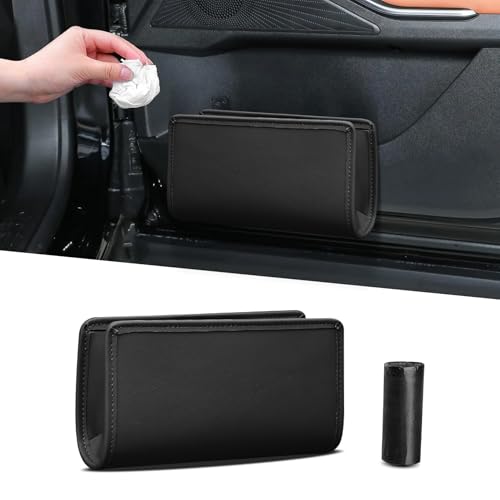 Image of Car Trash Can, Car Garbage Can, Waterproof Litter Auto Trash Can for Travelling, Auto Interior Accessories Foldable Hanging Mini Cars Storage Bag Container Universal Fit Most Cars (Black)