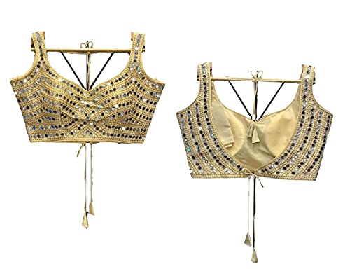 Anantdiva Women's Silk Blouse for Sarees - Indian Saree Blouse for Women Readymade Crop Top Choli Sari Blouse (Gold)