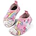 Aisprts Badeschuhe Kinder, Aquaschuhe Mädchen Jungen, rutschfeste Barfuß-Schuh Schwimmschuhe Wasserschuhe Strandschuhe für Baby Baden Wasser Spielen, Rosa Regenbogen Einhorn, 24/25