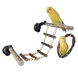 Escalera de cuerda para pájaros, juguete de escalera de cuerda para pájaros, ventosas interactivas de madera flexible, percha, escaleras de pájaro, puente, juguete de práctica para tórtolas
