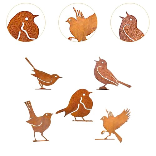 Oiseau en métal rouillé silhouette rustique décoration extérieure - 3