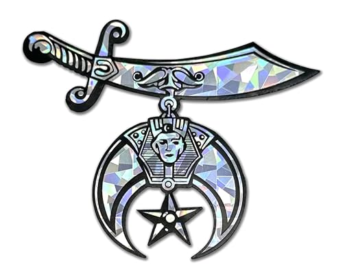 Image of Elektroplate Shriner Masonic Silver Reflective Car Decal 3.6 inch | Premium Weatherproof Automotive Grade Metallic Sticker for Water Bottle, Laptop & More; Made in the USA