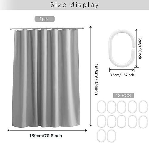 WOODFIB Shower Curtain, 100% PEVA Waterproof Anti-Mould Proof Resistant, Quick-Drying, Washable Bathroom Curtain - Image 2