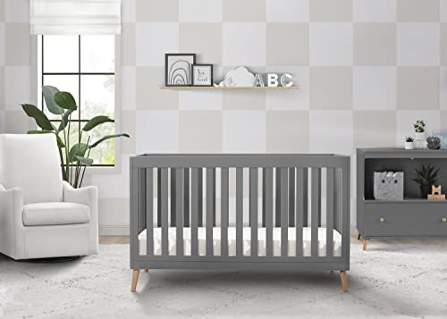 Image of Delta Children Essex 4-in-1 Convertible Baby Crib, Grey with Natural Legs