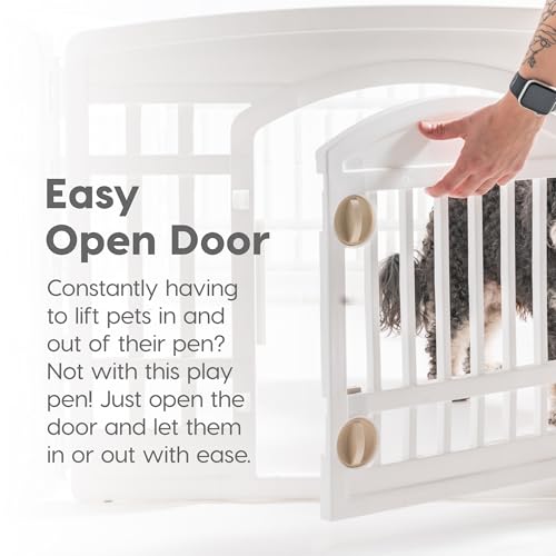 IRIS USA 24" Dog Playpen with Door, 4-Panel Pet Enclosure for Small Dogs, White - image 8