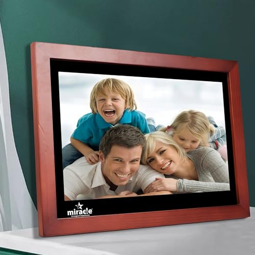 Image of Miracle Digital 12'' HDMI Wooden Hi-Def Digital Photo Frame Premium Mirror Finish,Remote SlideShow,Video Audio,Built in 8GB Memory & 2GB RAM (Dark)