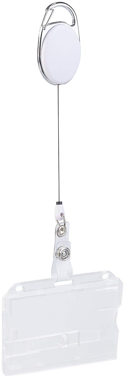 Ausweishülle mit Band: 50er-Set Ausweishüllen aus Hartplastik, 60-cm-Jojo-Befestigungs-Clip (Kartenhülle mit Band, Ausweishülle Hartplastik mit, Zip)