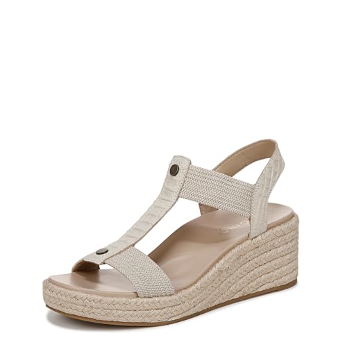 VIONIC Women's Calera Espadrille Wedge Sandal, Cream Snake Leather/Fabric, 9