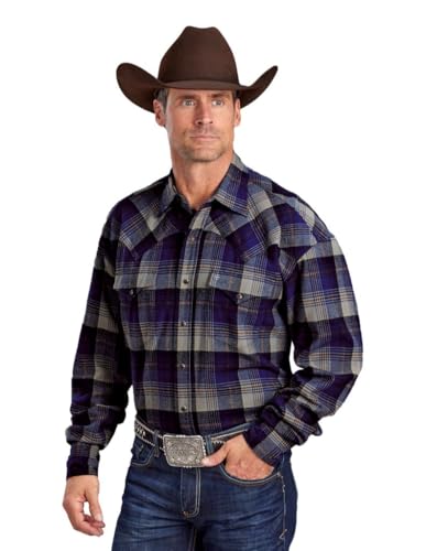 KARMAN INC Men's Blue 2XL Western Shirt