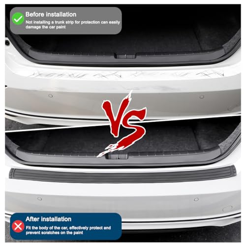 Image of STHIRA Car Rear Bumper Protector 41 x 3.4 Inch Trimmable Anti-Scratch Rubber Guard, Universal Non-Slip Strip for SUV Sedan Hatchback, Durable Scratch-Resistant Black Rear Bumper Cover