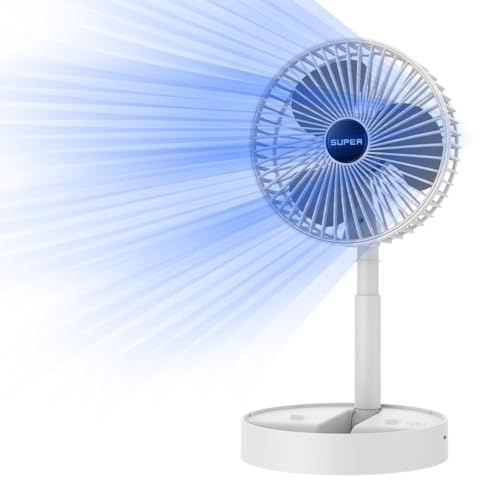 Ventilateur de bureau rechargeable USB pliable et télescopique blanc