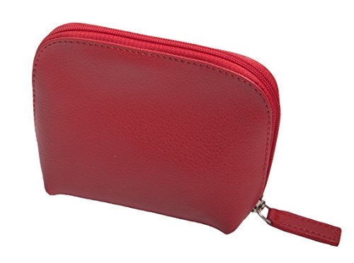 Preisvergleich Produktbild ANDERS Kosmetiktasche Leder mit Wasserfestem Innenstoff (Rot) I Lederdesign Germany