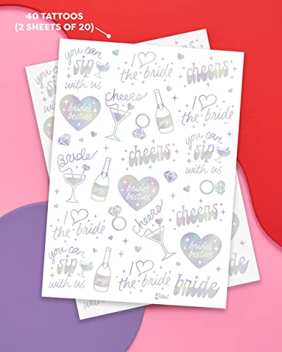 Xo, Fetti Cheers Bachelorette Temporary Tattoos - 40 Iridescent Styles | Bachelorette Party Decoration, Bridesmaid Favor + Bride To Be #TOP3