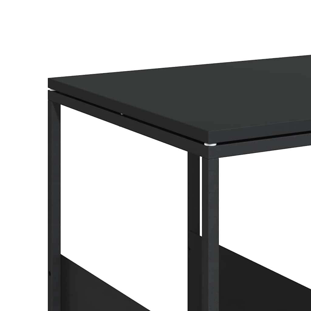 vidaXL Beistelltisch Couchtisch Kaffeetisch Wohnzimmertisch Sofatisch Telefontisch Tisch Teetisch Wohnzimmer mit Rollen Schwarz 55x36x63,5 cm Holzwerkstoff
