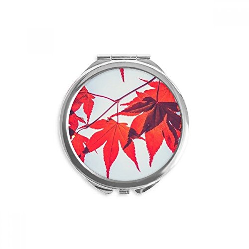Miroir ronde maquillage de poche motif feuilles d'érable idée cadeau nature
