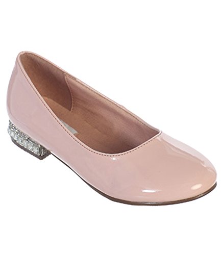 iGirlDress Rhinestone Ornamented Heel Flats Flower Girls Shoes (Size 9-Youth5)