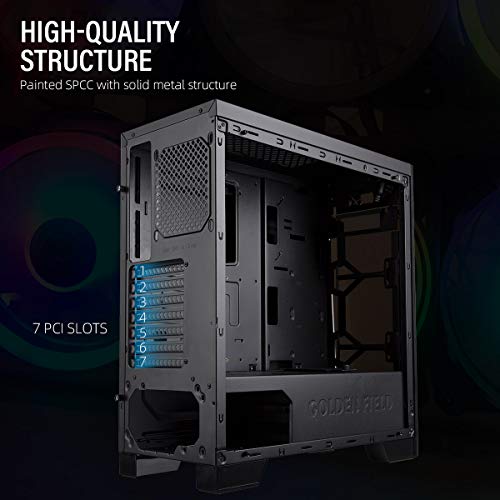GOLDEN FIELD - Case per PC da Gaming Computer Mid-Tower ATX/M-ATX/ITX con Finestra Laterale per PC Desktop (Mittlerer Turm, Z7)
