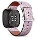 CJBROES Replacement Leather Watch Band, Compatible with Fitbit Versa 3 and Fitbit Sense of Wristband Bracelet Accessory - Pink Doodle