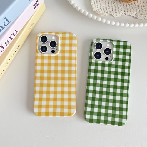 Coque iPhone 14 Pro antichoc fine vert pastel motif vichy - 6