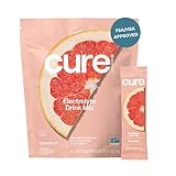 Cure Hydration | Plant-Based Electrolyte Drink Mix | No Added Sugar | FSA-HSA | Dehydration Relief Powder Made with Coconut Water | Non-GMO | Vegan | Pouch of 14 Packets - Grapefruit