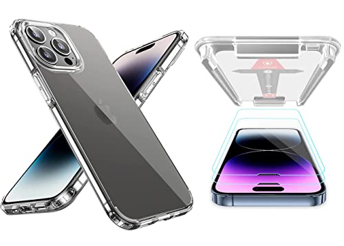 Image of KAPAVER for iPhone 14 Pro Max Matte Clear Case[Anti-Fingerprints ][Anti-Scratch] Frosted Translucent Shockproof Slim Cover 6.7 inches (Clear + Glass)