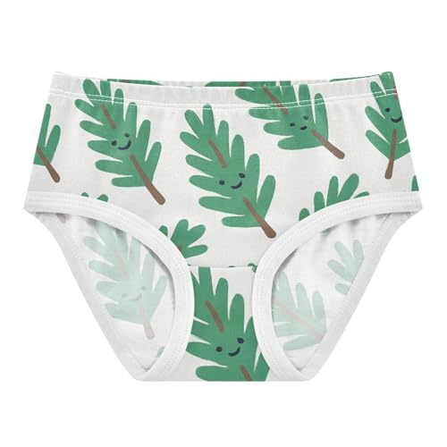 Christmas Pine Branches Pattern Elastic Waistband Girls' Panties Briefs Underwear for Kids in Sizes 2T,3T, 4T, 5T, 6Y and 8Y