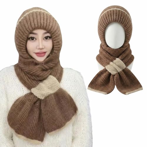 Image of Kraptick Women's Winter Cap and Scarf Set - Thick Fleece Lined Knitted Beanie Hat and Neck Warmer Muffler for Ladies, Stretchable & Soft Woolen Snow Proof for Extreme Cold -5