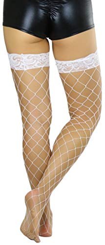 Image of ToBeInStyle Women's Vibrant Large Net Fishnet Thigh High Elastic Nylon Novelty Stockings