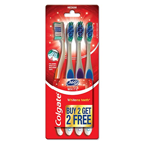 Image of Colgate 360 Visible White Medium Bristle Toothbrush (Buy 2 Get 1 Free)