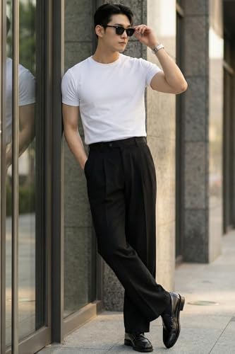 Image of Veirdo Men's Korean Style Pants with Modern Slim Fit Design, Comfortable Fabric, Casual & Smart Look, Perfect for Office and Outings (Sizes S to 2XL)