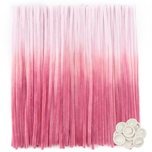 Limpiadores de tuberías de felpilla rosa de 12 pulgadas para manualidades y proyectos escolares 2