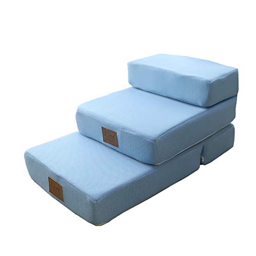 ZCJB Treppenhocker Kleine Hundetreppe For Schlafzimmer Faltbar, Blaue Leichte Teppichlauffläche Abnehmbar, Schrittzahl Optional Tritthocker (Size :