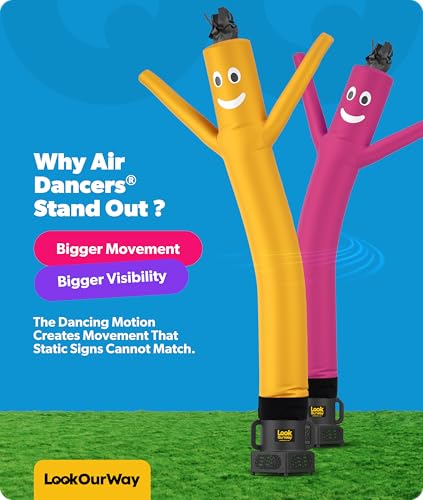 Image of LookOurWay Air Dancers Wacky Waving Inflatable Tube Man Attachment - 7 Feet Tall Advertising Air Dancer Waving Man Inflatable Tube Guy - Blower Not Included - Yellow