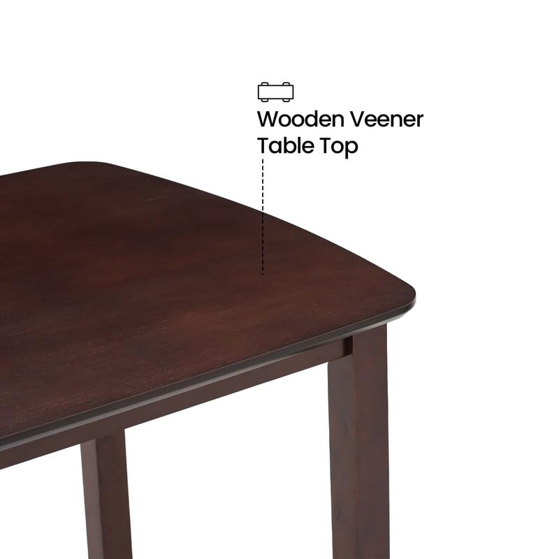 Image of Royaloak Elite Wooden Dining Table 4 Seater Set, Solid Wood Legs, Wooden Veneer Table Top, Leatherette Upholstered Chairs with Comfortable Back Support, Modern Contemporary Design