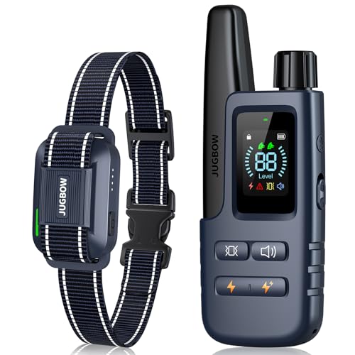 Jugbow Dog Shock Collar - 4200FT Dog Training Collar with Remote, IPX8 Waterproof Electric Dog Collar with 4 Training Modes, Security Lock, Rechargeable eCollar for 10-120lbs Dogs(CNBU)