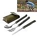 Luzhengyang Compact Foldable Stainless Steel Fork Spoon Set with Portable Pouch - Perfect for Camping, Travel, and Outdoor Eating - Weight Folding Cutlery Utensil for BBQ Picnic Dinn