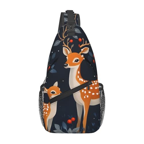 Bolso bandolera tipo sling unisex con estampado ciervo miniatura 1