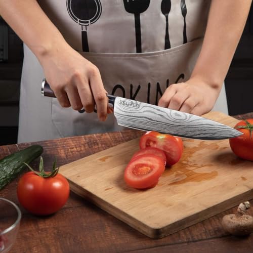 Image of 8-Inch High Carbon German Stainless Steel Kitchen Chef's Knife for Cutting and Chopping Santoku Knife, Damascus Knife, Butcher Knife, Sharp Knife Kitchen, Big Knife Meat Cutting,(1-pcs)