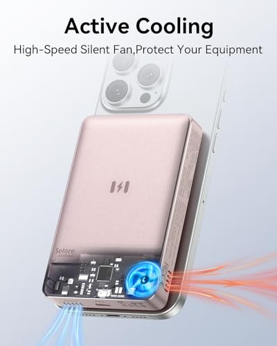 Magnetic Portable Charger for iPhone with Active Cooling, 10000mAh [Alloy-Made] Qi2 15W Magsafe Power Bank with Stand, 35W USB C for Samsung, Wireless Battery Pack for iPhone 17/16/15 Series - image 2